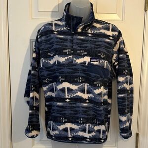 Patagonia Synchilla Shepherd Knit Aztec Tradewinds Stone Blue Fleece Pullover XS